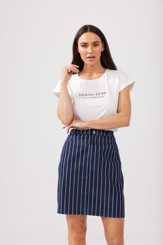 Brave + True Rodeo Skirt Indigo & White Stripe