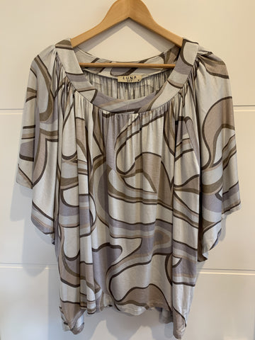 Luna Sky Metallic Print Top - Total Woman Total Home