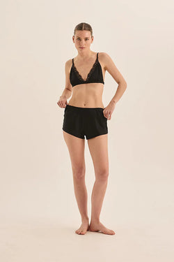 Gingerlilly Opal Black Pure Silk Bra and Short Set