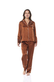 Gingerlilly Titiana Long Satin Pj Set Brown