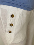 Jump Button Pocket Linen Pants White