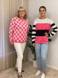 Brave + True Petra Smallcheck Knit Light Pink + Off White