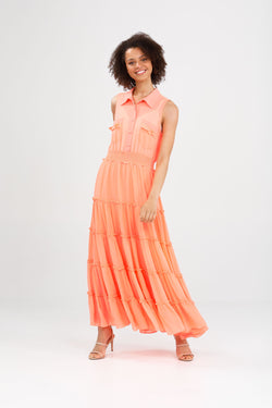 Brave + True Lido Sleeveless Dress Coral Chiffon