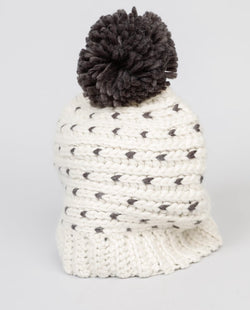 Brave + True Darby Beanie Ivory Charcoal - Total Woman Total Home