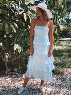 Brave + True Inspiration Tiered Dress Pond Blue