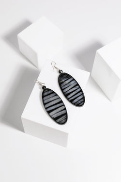 Holiday Silas Earrings Black Stripe - Total Woman Total Home