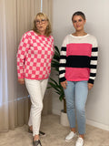 Brave + True Petra Smallcheck Knit Light Pink + Off White