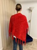 Ivy Knit Poncho Red