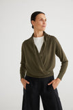 Brave + True Davroe Wrap Front Knit Moss