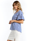 Betty Basics Alessi Frill Top Iris Blue Stripe