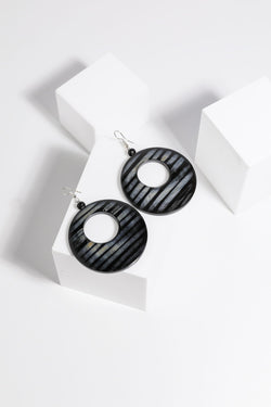 Holiday Galaxy Earrings Black Stripe - Total Woman Total Home