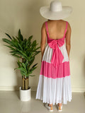 Holiday Carmello Dress Pink and White