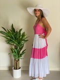 Holiday Carmello Dress Pink and White