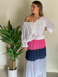 Holiday Island Blocked Maxi Skirt Pink Navy White