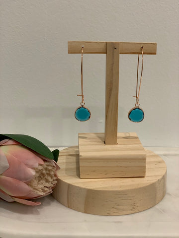 Sassy Rose Gold and Aqua Crystal French Hook Earrings - Total Woman Total Home