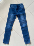 Country Denim Biker Style Pull On Jeans Mid Wash